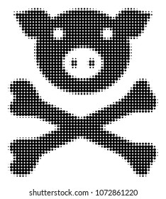 Pig Death halftone vector icon. Illustration style is dotted iconic Pig Death icon symbol on a white background. Halftone pattern is round elements.
