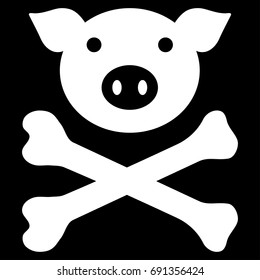 Pig Death vector icon. Flat white symbol. Pictogram is isolated on a black background. Designed for web and software interfaces.