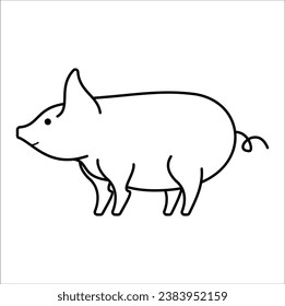 The pig is depicted in a simplified, friendly style, making it suitable for a variety of creative projects. suitable for coloring book, sticker, t-shirt, mug. Eps 10

