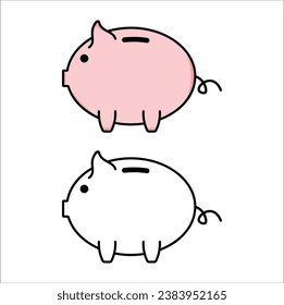 The pig is depicted in a simplified, friendly style, making it suitable for a variety of creative projects. suitable for coloring book, sticker, t-shirt, mug. Eps 10

