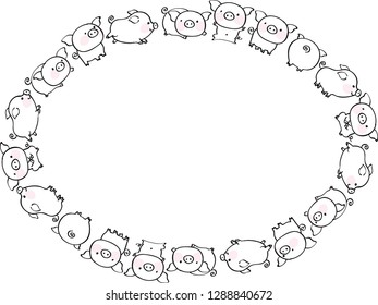 pig design border vector