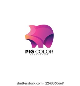 pig design colorful logo template 