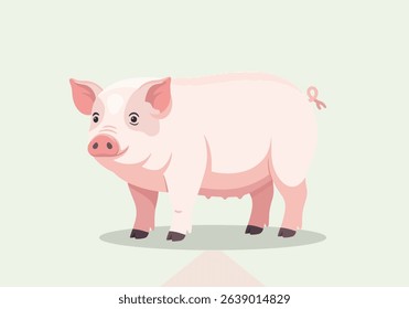 Pig A detailed and realistic flat of a domestic, standing in a side profile. Vector illustration
