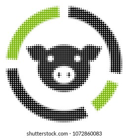 Pig Diagram halftone vector icon. Illustration style is dotted iconic Pig Diagram icon symbol on a white background. Halftone pattern is round dots.