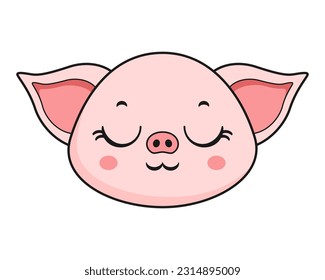 Pig Disappointed Face Head Kawaii Sticker