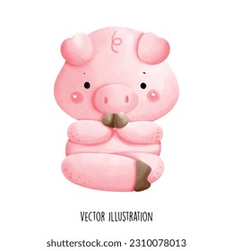 pig doing yoga collection vector illustration