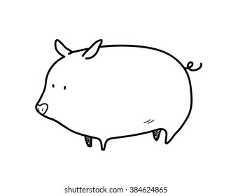 Pig Doodle, a hand drawn vector doodle illustration of a pig.