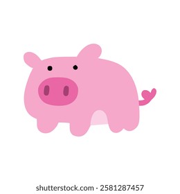 Pig doodle, illustration, simple, minimalist, hand-drawn, playful, clean, cute, aesthetic and friendly