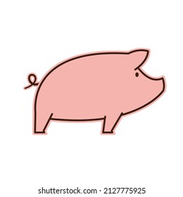 Pig doodle logo design. Pig vector. Pig symbol.