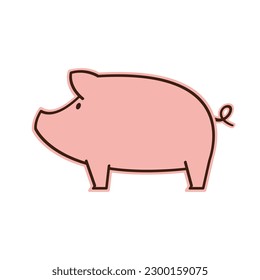 Pig doodle logo design. Pig vector. Pig symbol.