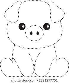 dibujo de línea de cerdo práctica de dibujos animados doodle kawaii página de coloreo de anime linda ilustración dibujo clip de dibujo personaje de arte chibi manga cómic