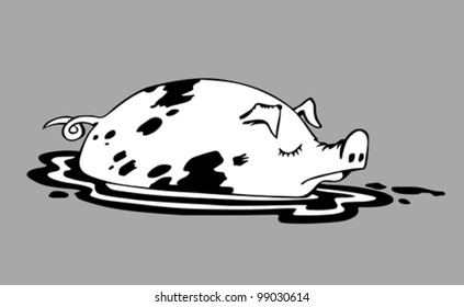 pig drawing on gray background, vector illustration