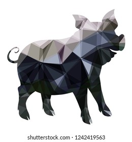 the pig is drawn in the style of low poly