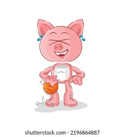 the pig dribble basketball character. cartoon mascot vector