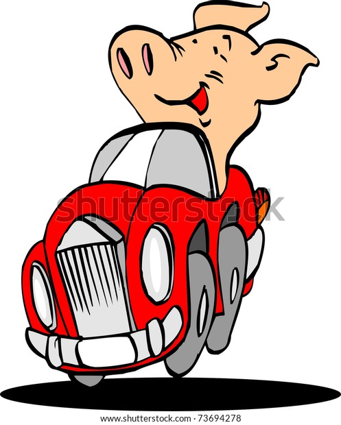 pig driving\
car