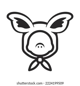 Pig ear face hoodie head icon on a white background. Vector illustration
