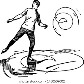 Pig ear skating position vintage illustration. 