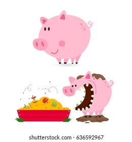 Pig Eating From Trough