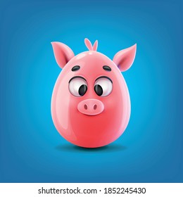 pig with egg shape illustrated