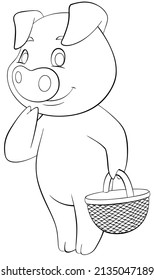 Pig. Element for coloring page. Cartoon style.