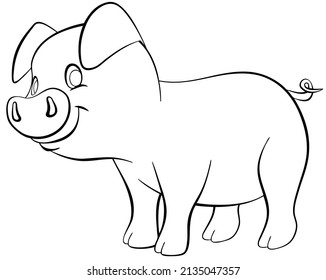 Pig. Element for coloring page. Cartoon style.