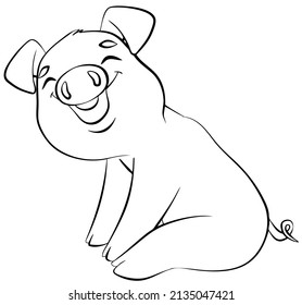 Pig. Element for coloring page. Cartoon style.