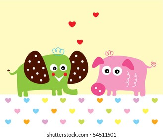 pig and elephant couple