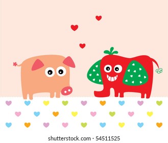 pig and elephant couple