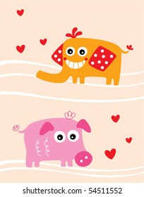 pig and elephant couple