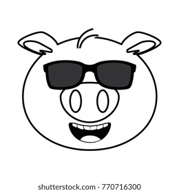 pig emoji with sunglasses kawaii