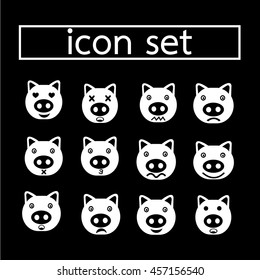 pig emotion icon set illustration design