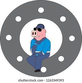 Pig engineer with glasses. Vector - Illustration