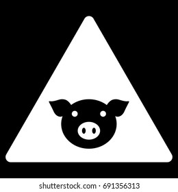 Pig Error vector icon. Flat white symbol. Pictogram is isolated on a black background. Designed for web and software interfaces.
