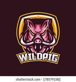 Pig esport gaming mascot logo template for streamer team. esport logo design with modern illustration concept style for badge, emblem and tshirt printing