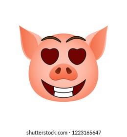 Pig in eyes with hearts emoji icon. Element of new year symbol icon for mobile concept and web apps. Detailed Pig in eyes with hearts emoji icon can be used for web and mobile