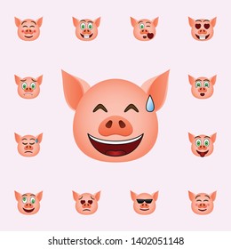 Pig in eyes with hearts emoji icon. Pig emoji icons universal set for web and mobile