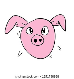 pig face cartoon hand drawn