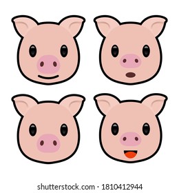 Pig face cute icon vector isolated on white background.Pig face emoji.
