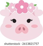 Pig face cute piglet baby shower cartoon pink animal nursery print farm animal hog mascot pig drawing  sweet piglet funny piglet happy pig smile piglet