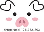 Pig face cute piglet baby shower cartoon pink animal nursery print farm animal hog mascot pig drawing  sweet piglet funny piglet happy pig smile piglet