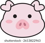 Pig face cute piglet baby shower cartoon pink animal nursery print farm animal hog mascot pig drawing  sweet piglet funny piglet happy pig smile piglet