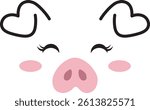 Pig face cute piglet baby shower cartoon pink animal nursery print farm animal hog mascot pig drawing  sweet piglet funny piglet happy pig smile piglet