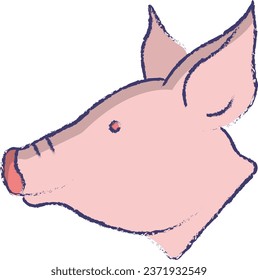 Pig face hand drawn vector illustration