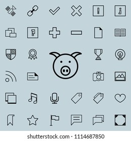 pig face icon. Detailed set of minimalistic icons. Premium graphic design. One of the collection icons for websites, web design, mobile app on colored background