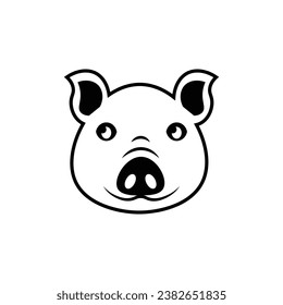 Schweinegesichtssymbol. Element der landwirtschaftlichen und Gartensymbole. Bilddesign-Symbol in Premium-Qualität. Zeichen, Umrisssymbolen-Sammelsymbol für Websites, Webdesign, mobile App auf weißem Hintergrund
