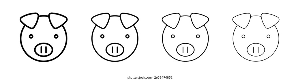Pig face icon Outline sign symbol set