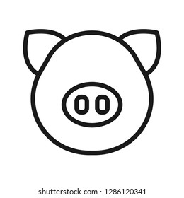 Pig face icon. Stroke outline style. Line vector. Isolate on white background.