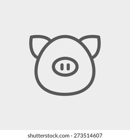 Pig face icon thin line for web and mobile, modern minimalistic flat design. Vector dark grey icon on light grey background.