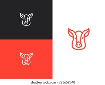 Pig face icon thin line for web and mobile, modern minimalistic flat element for your design. Vector art illustration.