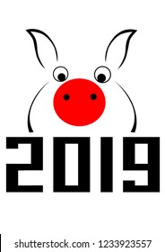 Pig face on new year holiday background